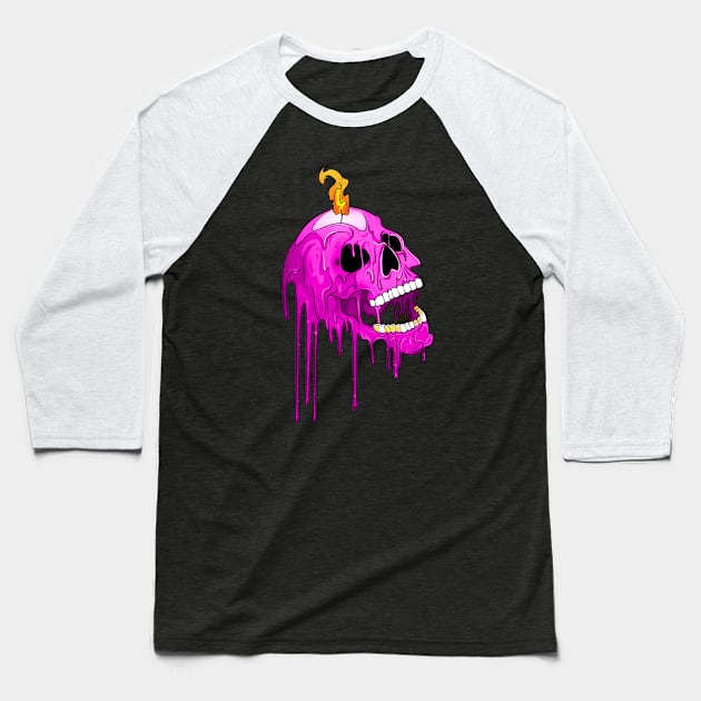 Spellbound Devil Melting Skull Baseball T-Shirt by Trendy Black Sheep